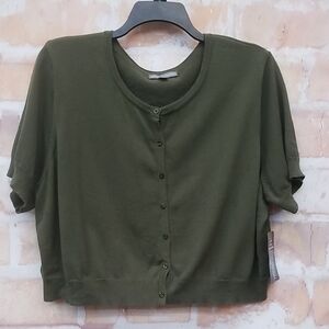 NWT Jessica London Size 2X Dark Green Button-Down Top